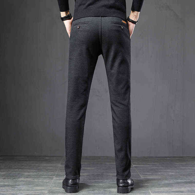 Autumn Winter Business Dress Pants Men Elastic Waist Frosted fabric Casual Trousers Formal Social Suit Pants Costume Homme 211112