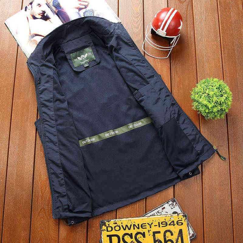 Ymwmhu Vests Man Thin Casual Wasitcoat for Men Vest with Many Pockets Summer for Men Zipper Regular Men's Waistcoat 211119