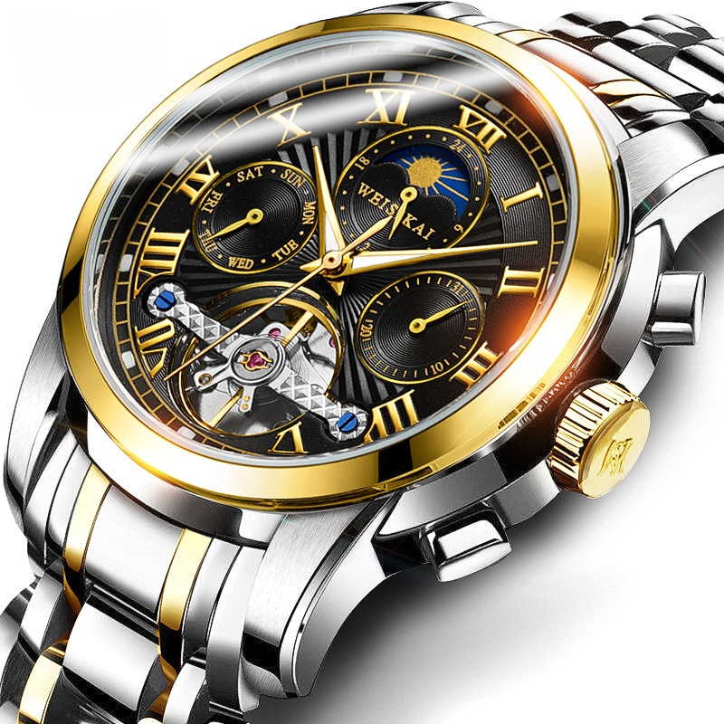 Authentic Weisikai Waterproof Automatic Mechanical Watches Multifunctional Wristwatch For Men, Slivery;brown
Authentic Weisikai Waterproof Automatic Mechanical Watches Multifunctional Wristwatch For Men, Slivery;brown
