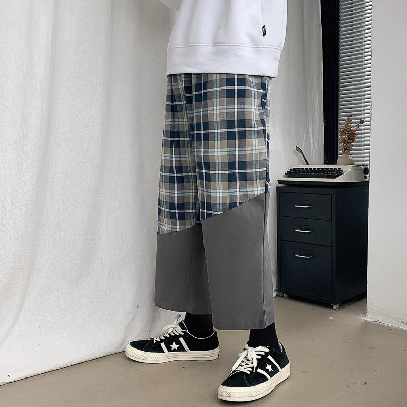 Men Lattice Printing Sport Jogging Pants Fitness Training Loose Breathable Straight Trousers Workout Tennis Sweatpants Men's