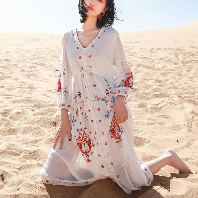 Casual Dresses Boho Floral Embroidery Maix Dress For Women Beach 2021 Summer Cotton Long Sleeve V-neck Cover-up Button, Black;gray
Casual Dresses Boho Floral Embroidery Maix Dress For Women Beach 2021 Summer Cotton Long Sleeve V-neck Cover-up Button, Black;gray