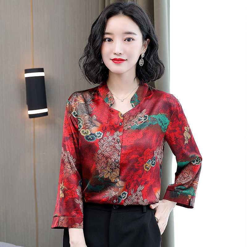Korean Silk Blouse Women Satin Floral Blouses Long Sleeve Shirts Tops Plus Size Woman Printing V Neck 210604, Red
Korean Silk Blouse Women Satin Floral Blouses Long Sleeve Shirts Tops Plus Size Woman Printing V Neck 210604, Red