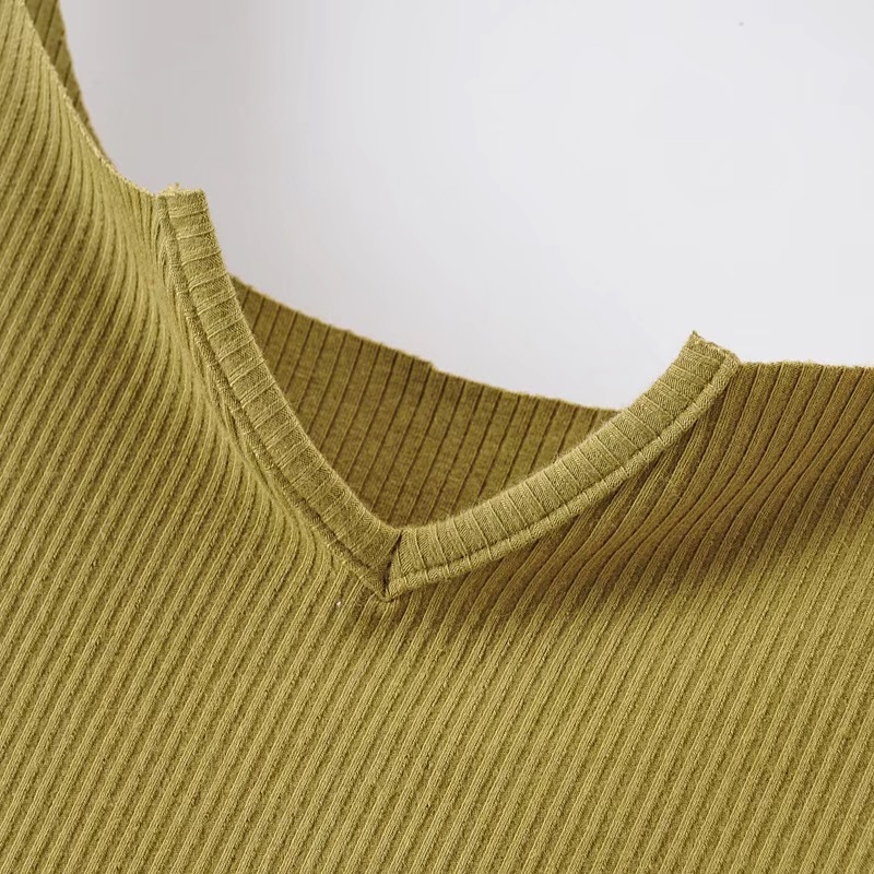 Sexy V collar Tank Tops Fashion Sleeveless s Knitted Rib Crop Streetwear Cropped Sports Women 210429