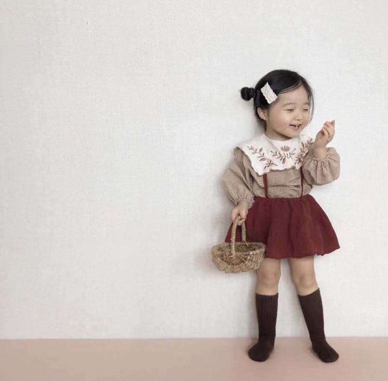 Baby girl clothing suit plaid shirt + skirt cotton two-piece chill sets 2 piece for kids 210515