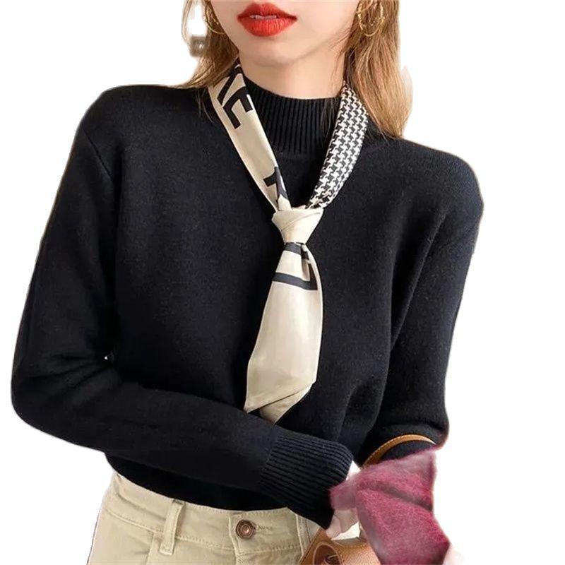 Women' Sweaters One-Piece Velvet Sweater Ladies Winter Plus Thickening Semi-High Neck Warm All-match Bottoming Shirt For Outer Wear, Black
Women' Sweaters One-Piece Velvet Sweater Ladies Winter Plus Thickening Semi-High Neck Warm All-match Bottoming Shirt For Outer Wear, Black