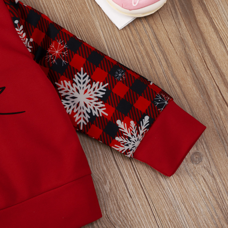 Xmas Newborn Girls Clothes Sets Spring Autumn Fashion Girl Outfits Red Checked Hooded Long Sleeved Snowflake Printed Bady Suit Kids Clothing