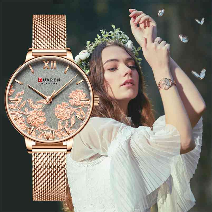 CURREN Women Watches Top Brand Luxury Rose Gold Bracelets Watch Ladies Stainless Steel Quartz Lady Wristwatches Relogio Feminino 210604, Khaki leather
CURREN Women Watches Top Brand Luxury Rose Gold Bracelets Watch Ladies Stainless Steel Quartz Lady Wristwatches Relogio Feminino 210604, Khaki leather
