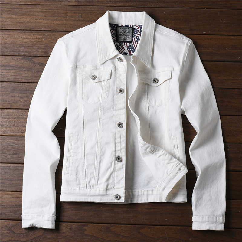 Spring Autumn Red white Black Yellow army green Jeans Jacket Men Slim Streetwear Denim Jacket Hip Hop Bomber Jacket Homme 211025