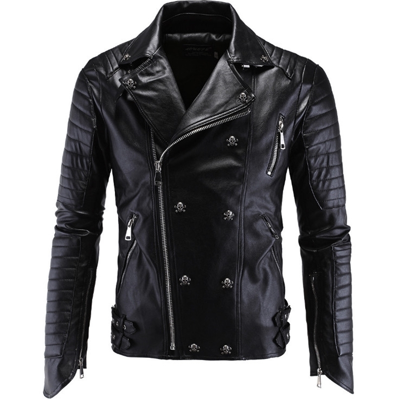 Men Leather Jacket PU Clothing Boutique Punk Leather Jacket Men Skull Motorcycle Leather Jacket Multi Zippers Slim Fit -5XL 211111, Black 
Men Leather Jacket PU Clothing Boutique Punk Leather Jacket Men Skull Motorcycle Leather Jacket Multi Zippers Slim Fit -5XL 211111, Black