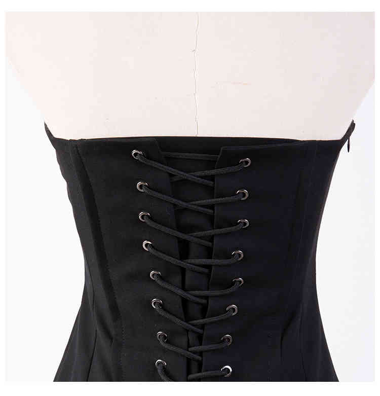 [DEAT] Street Style Off Shoulder Zipper Chest Three Dimensional Fishbone Corset Chest Wipe Base Strapless Top Summer GX1113 210428