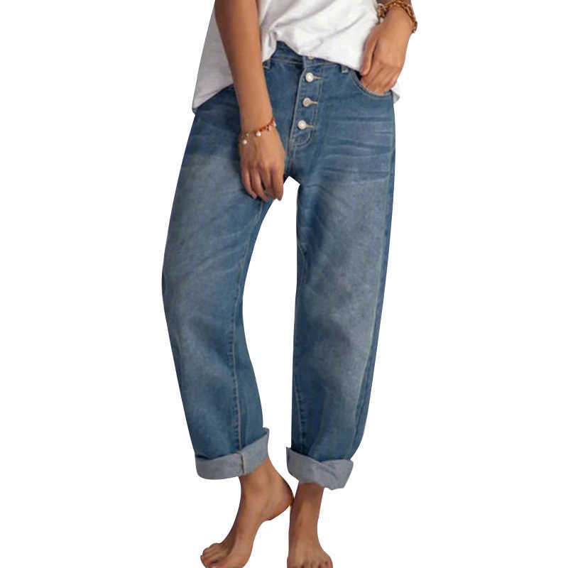 Women's Jeans High Waist Mom Wide Leg Pants Fashion Retro Blue Straight Pants Large Size Workwear Boyfriend Jeans Ladies 210616