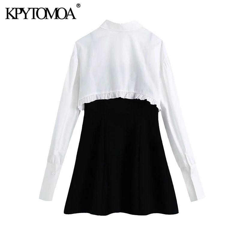 Women Chic Fashion Two Pieces Sets Knitted Mini Dress Long Sleeve Ruffled Female Dresses Vestidos Mujer 210420