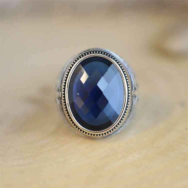 Rings 925 Sterling Silver Turkish Handmade Jewelry Blue Sapphire Men's Ring, Golden;silver
Rings 925 Sterling Silver Turkish Handmade Jewelry Blue Sapphire Men's Ring, Golden;silver