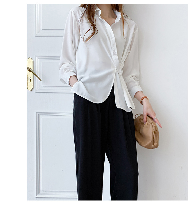 Fashion Women Long Sleeve Blouse Casual Lace Up Shirts Elegant Lapel Neck OL Asymmetric Tops Spring Blusas Femininas 316G 210420