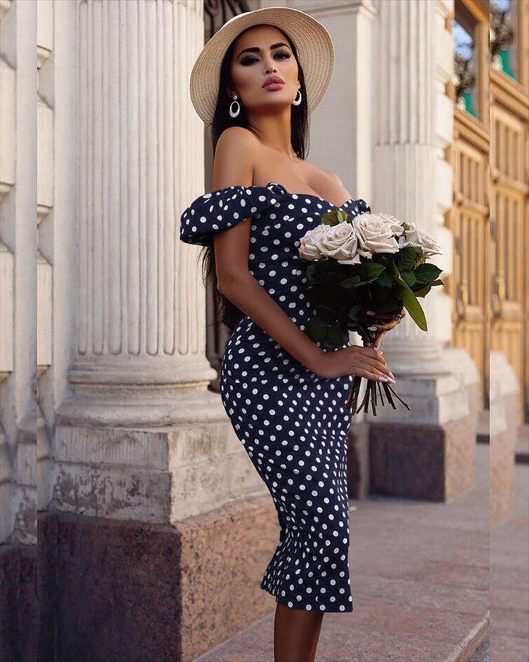 off shoulder short sleeve women dress bodycon formal party slim polka dot dresses ladies elegant vintage, Black;gray
off shoulder short sleeve women dress bodycon formal party slim polka dot dresses ladies elegant vintage, Black;gray