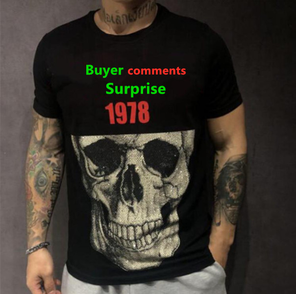 Spring and summer designer men's short sleeve T-shirt skull head diamond half, White;black
Spring and summer designer men's short sleeve T-shirt skull head diamond half, White;black