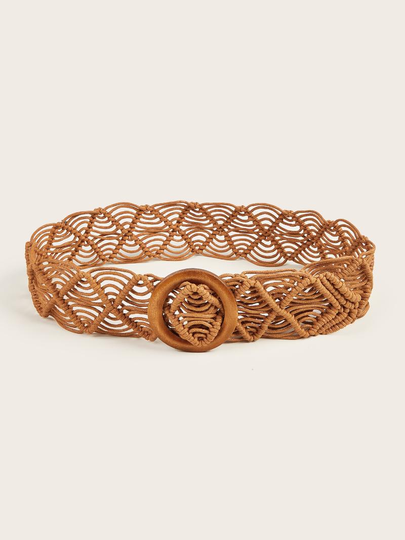 Belts European And American Retro Wild Ethnic Style Ladies Wide Waist Dress Wooden Buckle Hollow Handmade Wax Rope Decorative Belt, Black;brown
Belts European And American Retro Wild Ethnic Style Ladies Wide Waist Dress Wooden Buckle Hollow Handmade Wax Rope Decorative Belt, Black;brown