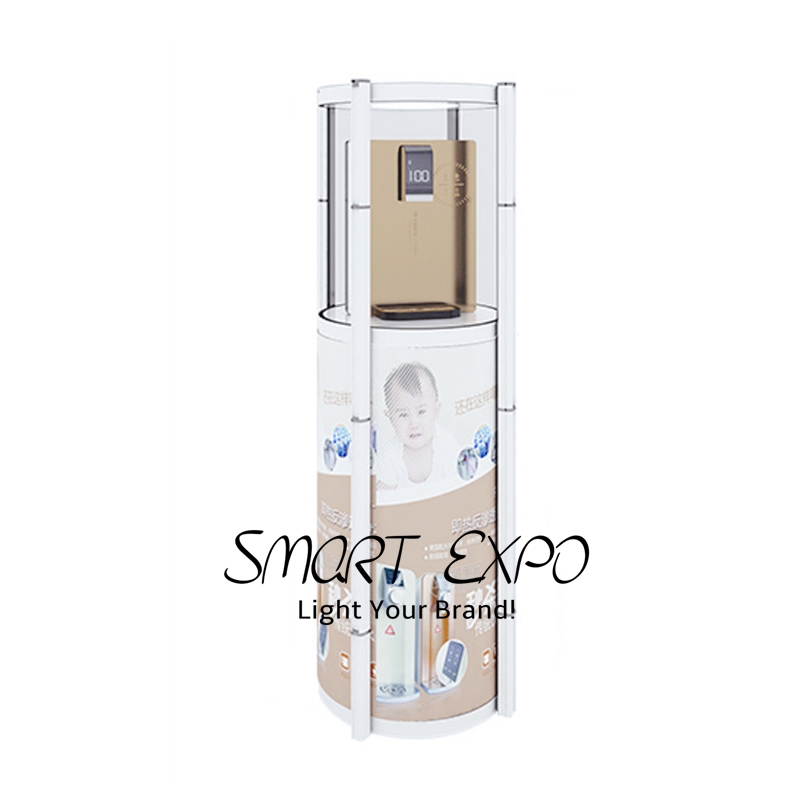 4-Layer Exhibition Advertising Display Counter with Twist Structure Top LED Light Easy Carry Bag