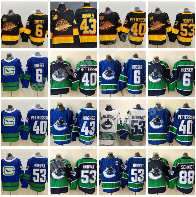 Reverse Retro Hockey Vancouver Canucks Jersey 53 Bo Horvat 6 Brock Boeser 40 Elias Pettersson 43 Quinn Hughes 35 Thatcher Demko 88 Nate Schm, Black;red
Reverse Retro Hockey Vancouver Canucks Jersey 53 Bo Horvat 6 Brock Boeser 40 Elias Pettersson 43 Quinn Hughes 35 Thatcher Demko 88 Nate Schm, Black;red
