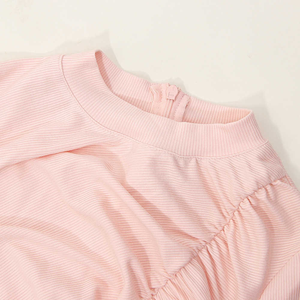 DEAT Women Ruffles Dress Round Neck Short Sleeve Arrivals Lady Sexy Fashion Spring Summer 11D1099 210709