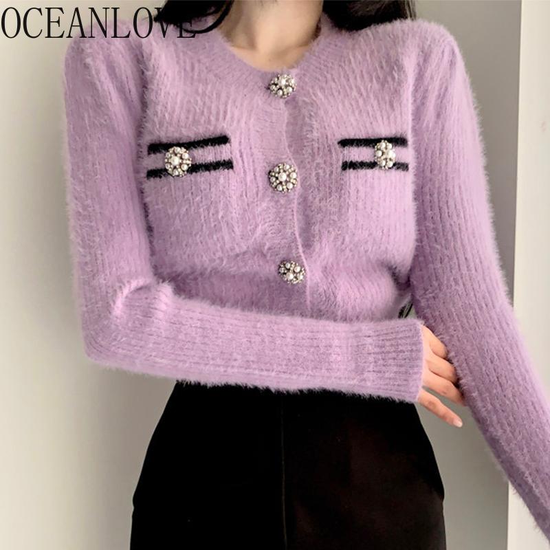 Women's Knits & Tees OCEANLOVE Mohair Purple Cardigans Vintage Contrast Colr Korean Chic Sweet Women Sweaters Autumn Winter Ins Jersey Mujer, White
Women's Knits & Tees OCEANLOVE Mohair Purple Cardigans Vintage Contrast Colr Korean Chic Sweet Women Sweaters Autumn Winter Ins Jersey Mujer, White