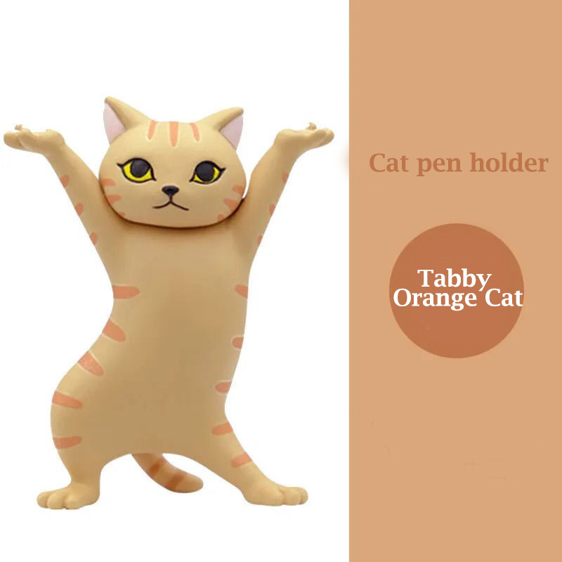 Figurines for Office Desk Accessories Japanese Dancing Cat Pen Holder Student Lovely Desktop Ornament