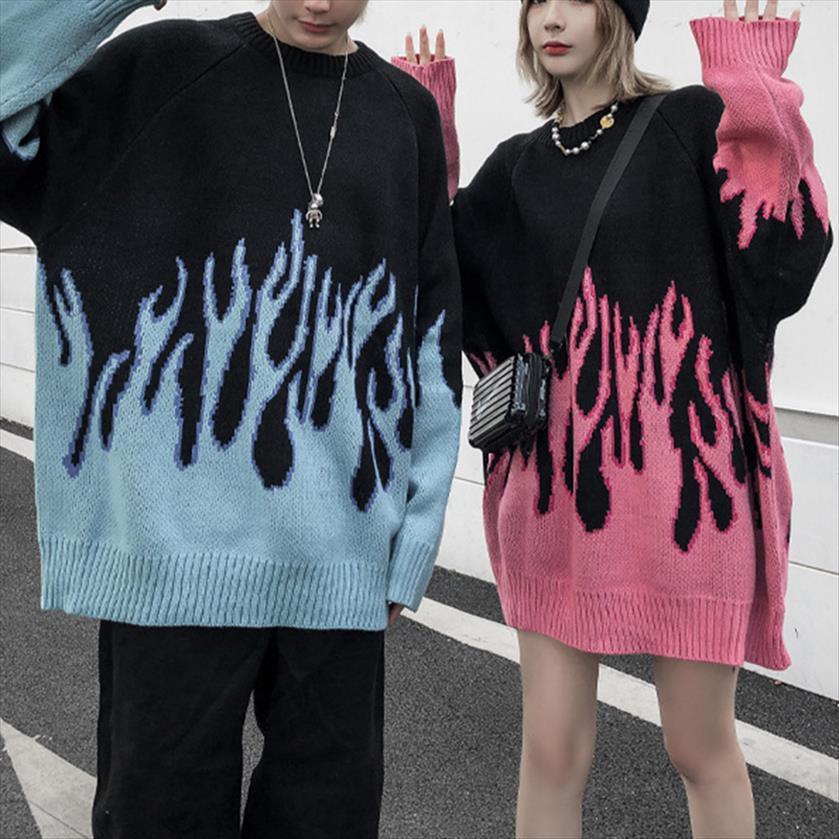 autumn and winter flame print women sweaters men couple coat loose knit round neck comfortable pullover, White;black
autumn and winter flame print women sweaters men couple coat loose knit round neck comfortable pullover, White;black