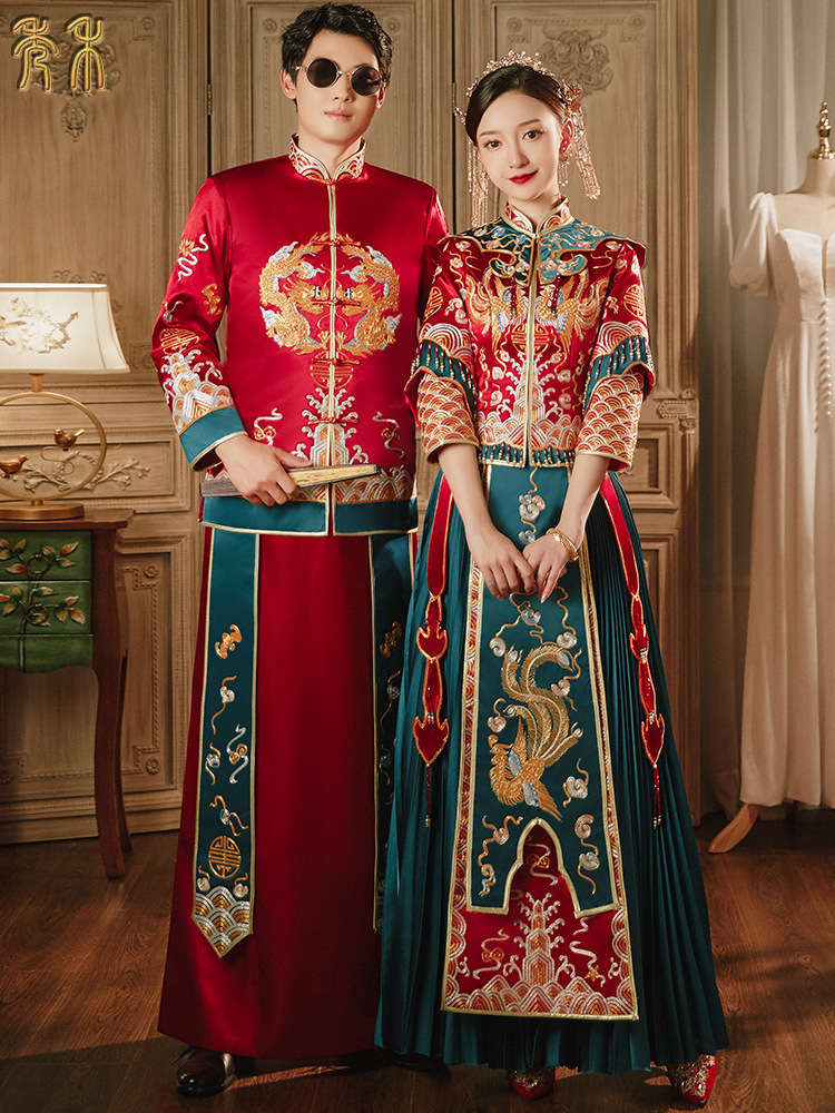 customized couple wo suit bridal gown comes out with contrasting color chinese wedding dress, phoenix crown, sunset glow, thin ancient costu, Black
customized couple wo suit bridal gown comes out with contrasting color chinese wedding dress, phoenix crown, sunset glow, thin ancient costu, Black