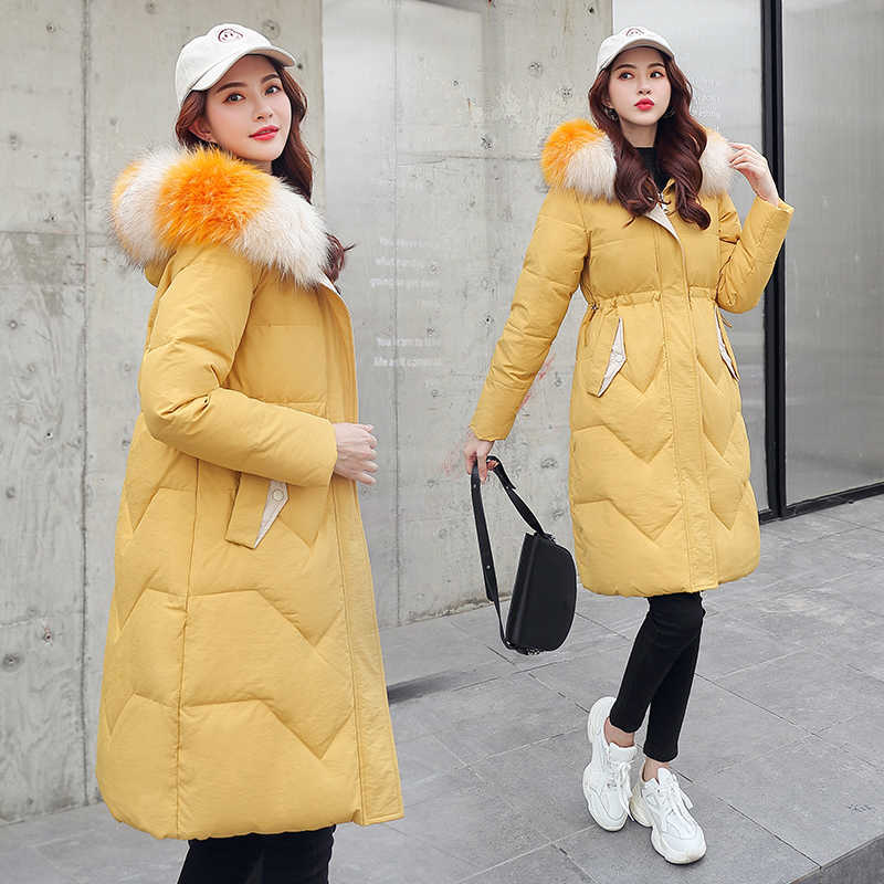 Autumn winter Medium length Women parka Solid zipper Long sleeve Hooded Thick Outwear Coat Jacket Fashion Cotton 211013