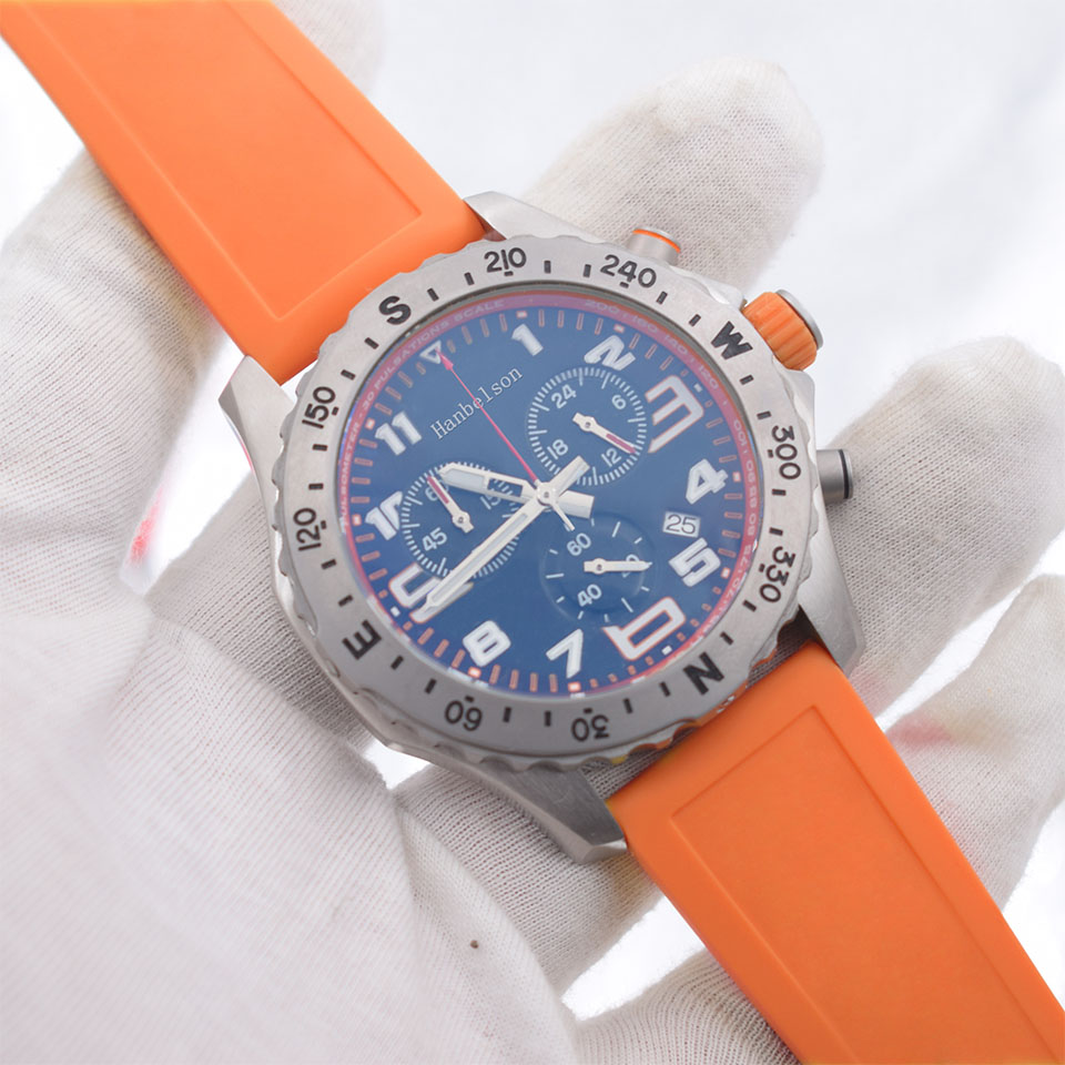 1884 Montre de luxe VK Quartz movement mens watch stainless steel orange dial Rubber strap relojes lujo para hombre Chronograph Watches Sport Wristwatch, Blue
1884 Montre de luxe VK Quartz movement mens watch stainless steel orange dial Rubber strap relojes lujo para hombre Chronograph Watches Sport Wristwatch, Blue