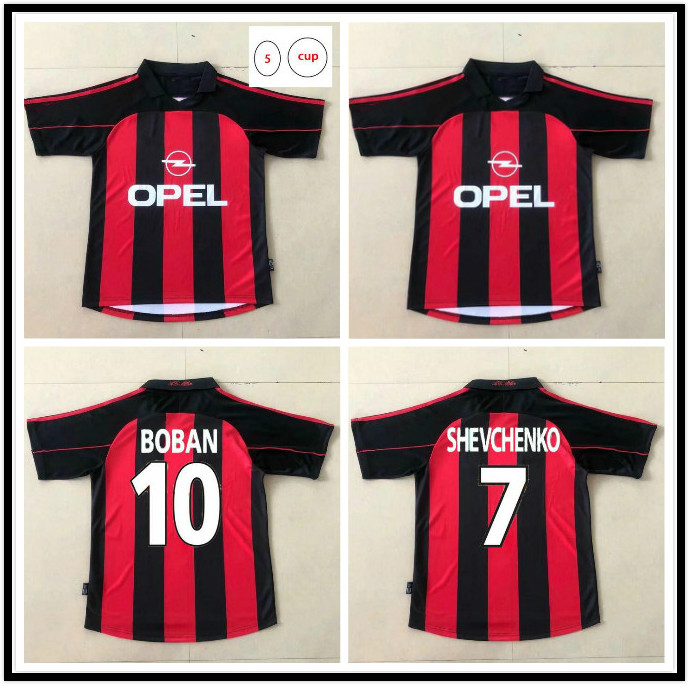 League 2000 2002 Cup Retro soccer jersey vintage football shirt home away 00 02 classic Maglia da calcio MALDINI SHEVCHENKO BOBAN MILAN