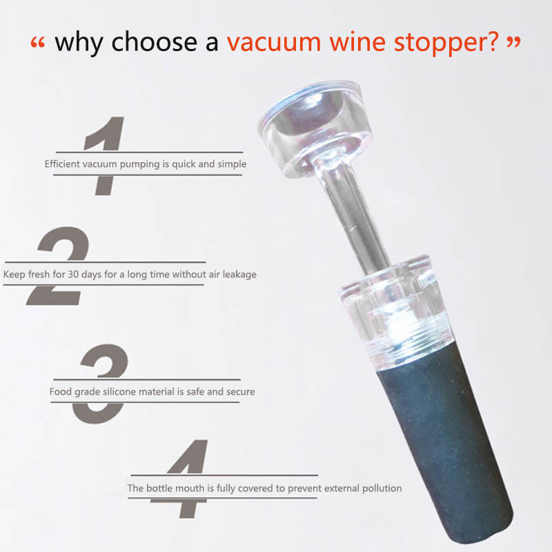 1Pc Red Wine Vacuum Sealed Save Wine Stoppers Sealer Plug Tools Air Pump Stopper Portable Champagne Bottle Preserver