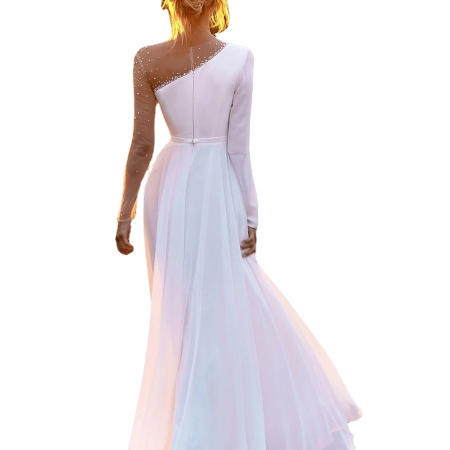 Women Dress Patchwork Beading Retro Party es Temperament Maxi es Long Sleeve Split High Waist Plus Size 210513