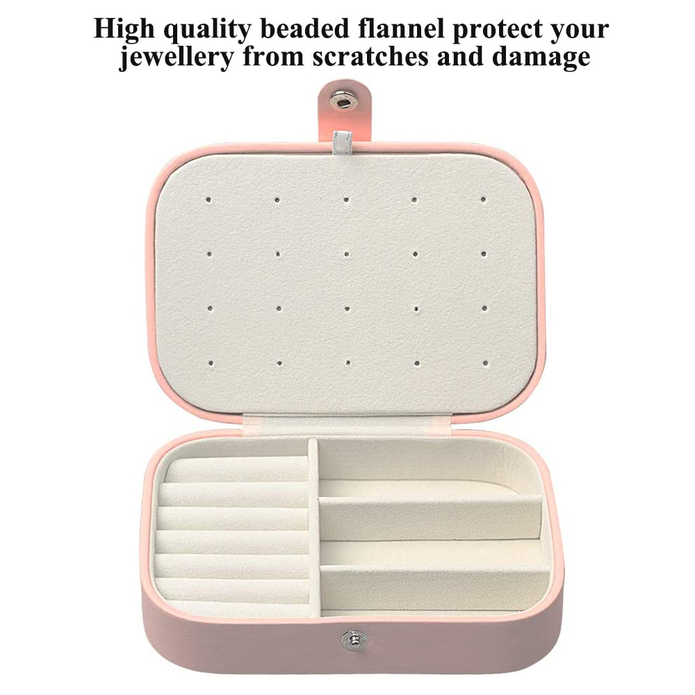 Jewelry Box Organizer Small Travel Portable PU Leather Display Storage Case for Rings Earrings Necklace Bracelets Girls Women