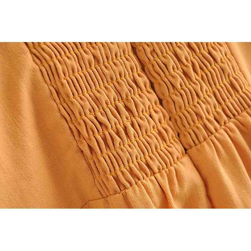 French Solid Orange Bandage Spaghetti Strap Midi Dress Retro Sexy Women Lacing Up Sling Slit Summer Vestido 210429
