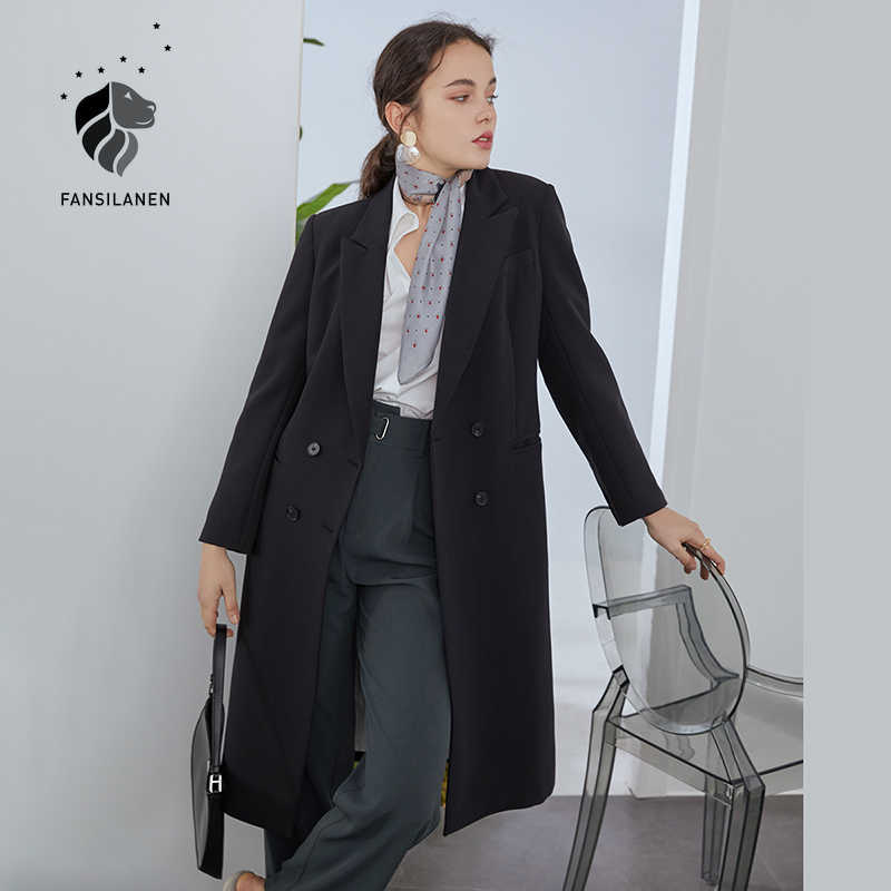 FANSILANEN Casual office ladies black blazer Women double breasted spring coat Female business oversized jacket 210607
FANSILANEN Casual office ladies black blazer Women double breasted spring coat Female business oversized jacket 210607