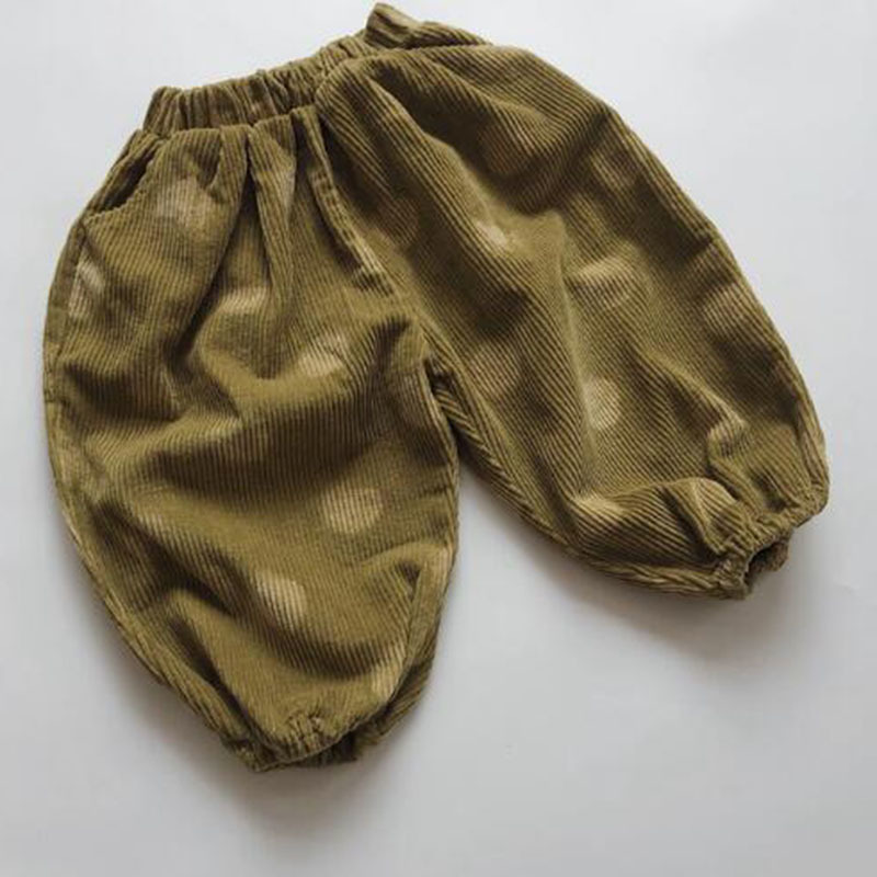 Baby Boys Girls Dot Loose Corduroy Pants Spring Autumn Children's Clothing Casual Pant Children 210429