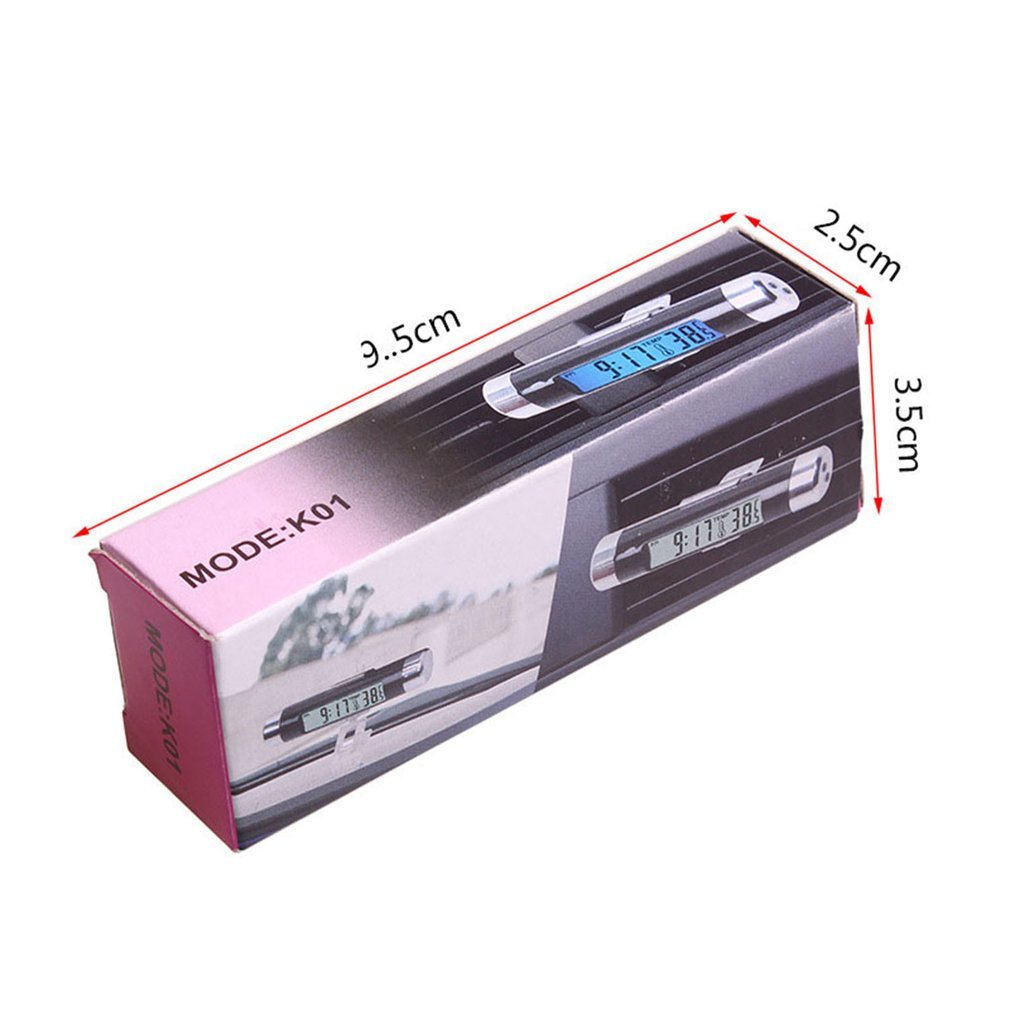 2 In 1 Car Vehicle Lcd Digital Display Automotive Thermometer Clock Portable Car Air Vent Outlet Clip-On Led backlight