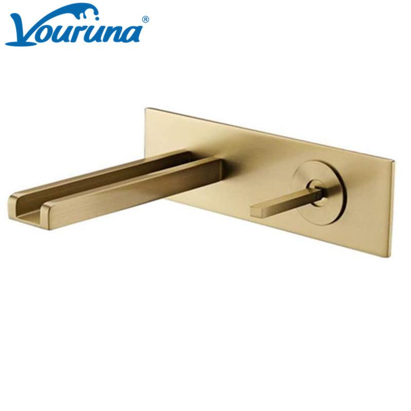 Vouruna Square Brushed Golden Waterfall Basin Faucet Wall Mounted Bathroom Sink Mixer Tap Vessel Spout Set Chrome Faucets
Vouruna Square Brushed Golden Waterfall Basin Faucet Wall Mounted Bathroom Sink Mixer Tap Vessel Spout Set Chrome Faucets