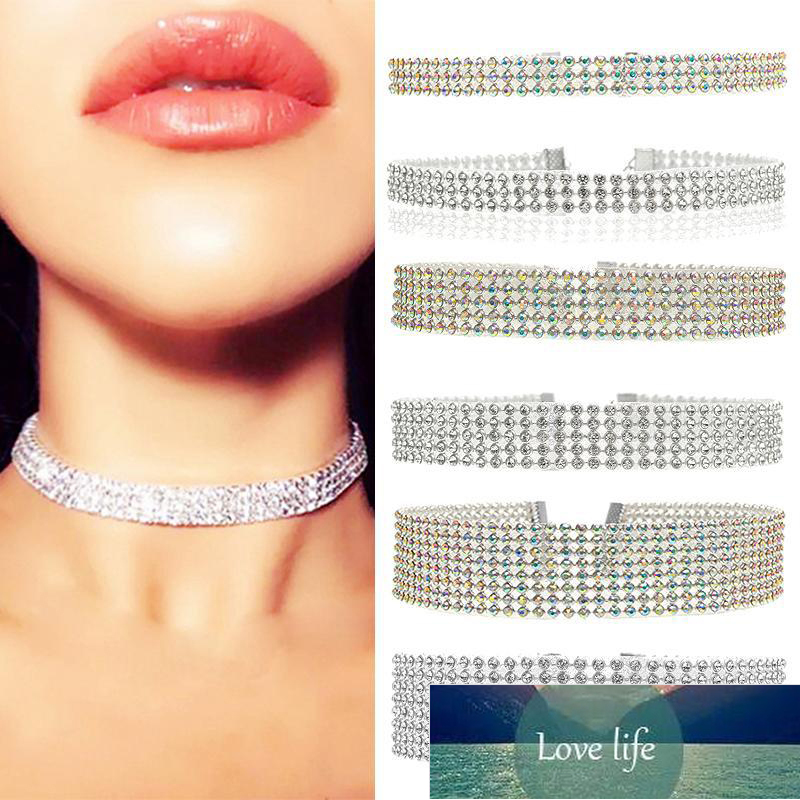 NEW Crystal Rhinestone Choker Necklace Women Wedding Accessories Silver Color Chain Punk Gothic Chokers Jewelry Collier Femme Factory price expert des