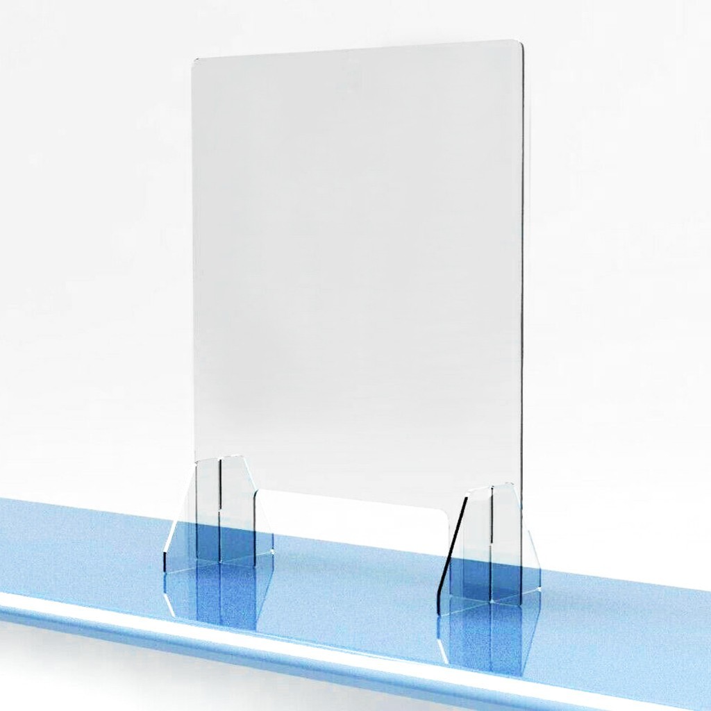 Completely transparent anti-spray plastic divider protection acrylic counter barrier sneeze protective cut transparent height