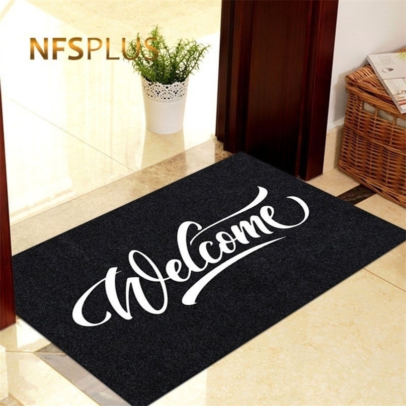 Welcome Front Door Mat Entrance mat 40x60cm Polyester Waterproof TPR Anti-Slip Hallway Floor Durable Outdoor Carpet 220301