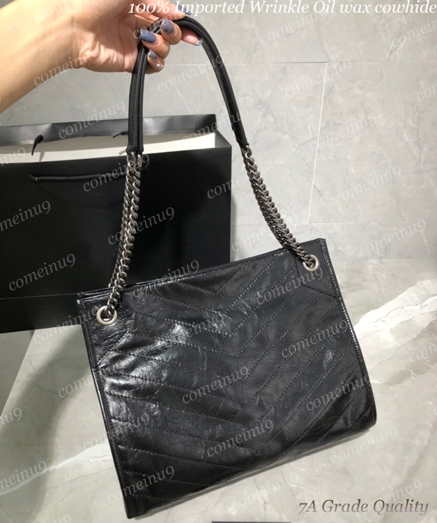 2021 Imported Wrinkle Oil wax cowhide NIKI Shopping Bag Women's All Black Chain Shoulder Bags Fashion Design Crossbody Purse Lady's Tote Handbags 33cm Comeinu9, Shopping gift bag
2021 Imported Wrinkle Oil wax cowhide NIKI Shopping Bag Women's All Black Chain Shoulder Bags Fashion Design Crossbody Purse Lady's Tote Handbags 33cm Comeinu9, Shopping gift bag