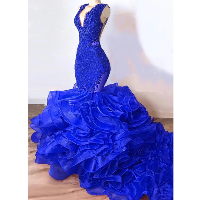 Gorgeous Royal Blue Mermaid Prom Dresses 2022 Luxury Lace Beaded Ruffles Chapel Ruffles Train African Trumpet Evening Gowns Robe, Ivory
Gorgeous Royal Blue Mermaid Prom Dresses 2022 Luxury Lace Beaded Ruffles Chapel Ruffles Train African Trumpet Evening Gowns Robe, Ivory