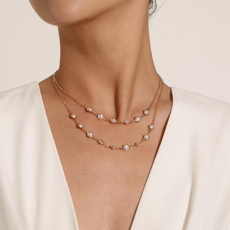 Chains Vintage Imitation Pearl Necklaces 2021 Design Wild Simple Double Layer Necklace For Women Trendy Clavicle Female Luxury Jewelry
Chains Vintage Imitation Pearl Necklaces 2021 Design Wild Simple Double Layer Necklace For Women Trendy Clavicle Female Luxury Jewelry