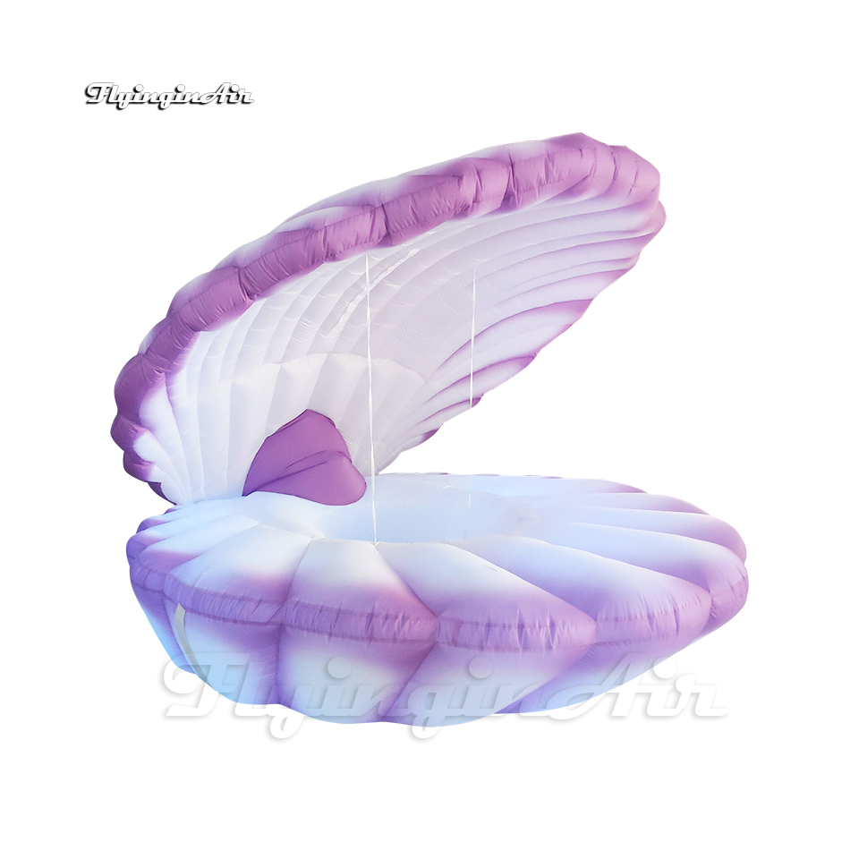 Wedding Party Decorative Lighting Inflatable Clam Shell 3m Purple Blow Up Mussel Model For Carnival Night Decoration
