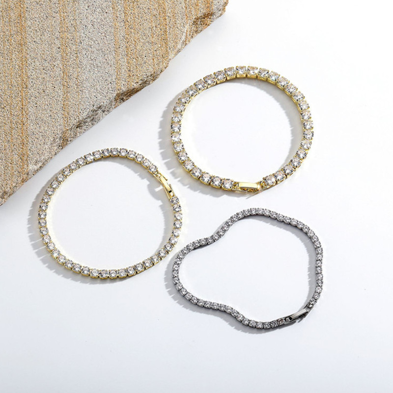 gold tennis bracelet designer woman iced out chain mens bracelets AAA zirconia sier dia chains bangles hiphop man womens jewelry 15cm 17cm 19cm 21cm
