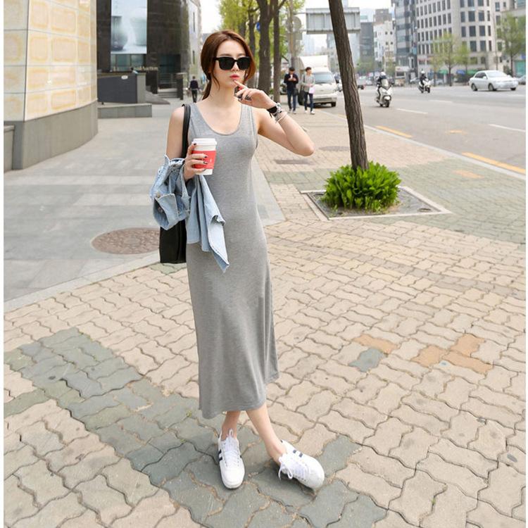 Spring / Summer Dress With Oversized Modal Round Neck Loose Waistcoat Skirt Two Piece
