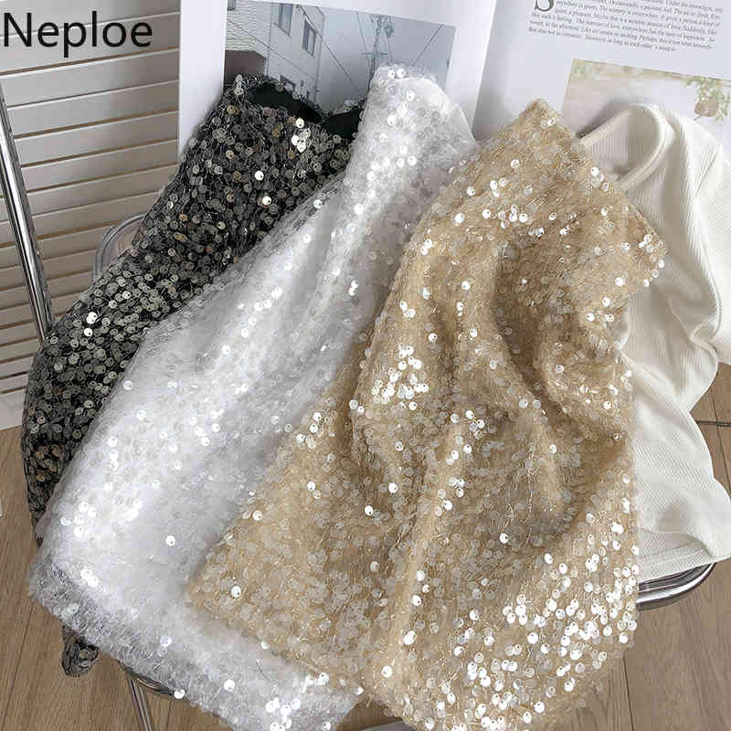 Neploe Sexy Club Style Skirts Women Sequined Bling Mini Faldas Mujer Summer Korean Fashion Jupe High Waist Bodycon Saia 95235 210422