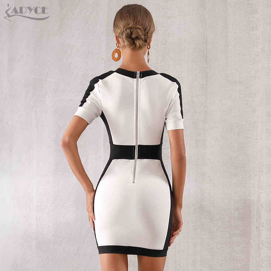 ADYCE New Summer Women Fashion Bandage Dress Celebrity Evening Party Dress Sexy Deep V Short Sleeve Mini Bodycon Club Dress 210331